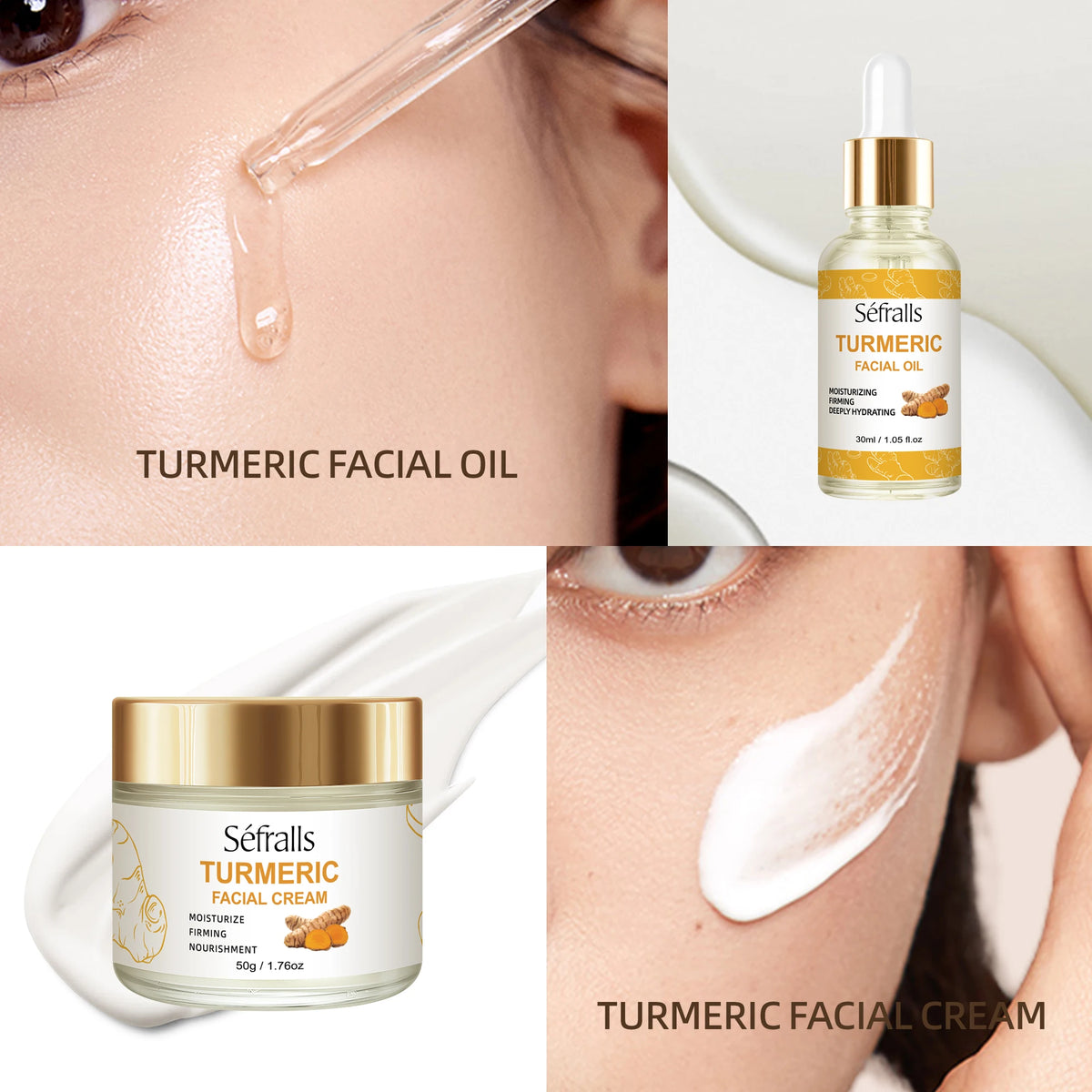 # 1 SALE Séfralls All-Skin-Types Turmeric Care Trio Face Cream Serum Soap Facial Oil Brightening Wrinkle-Reducing Hydrating Rejuvenating