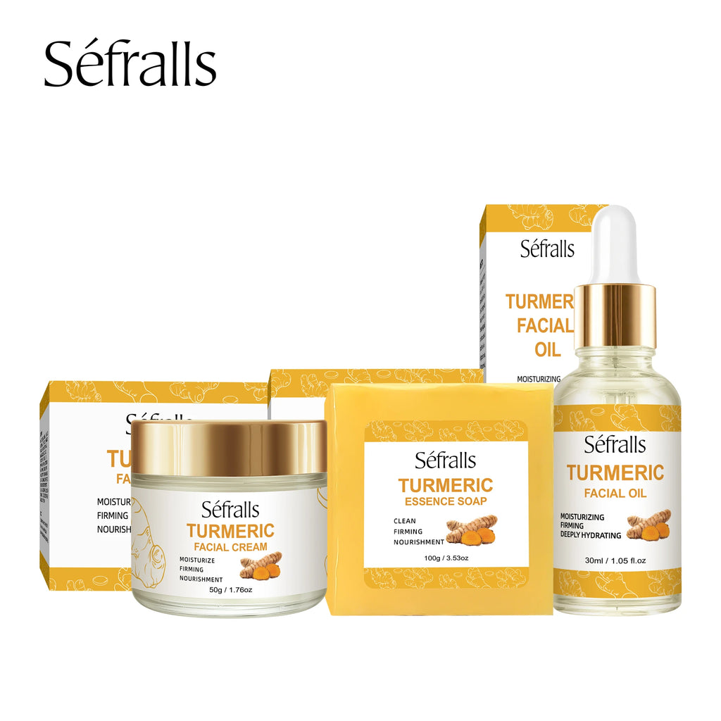 # 1 SALE Séfralls All-Skin-Types Turmeric Care Trio Face Cream Serum Soap Facial Oil Brightening Wrinkle-Reducing Hydrating Rejuvenating