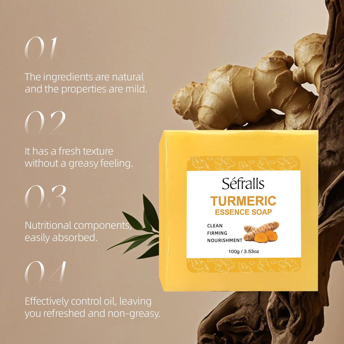 # 1 SALE Séfralls All-Skin-Types Turmeric Care Trio Face Cream Serum Soap Facial Oil Brightening Wrinkle-Reducing Hydrating Rejuvenating