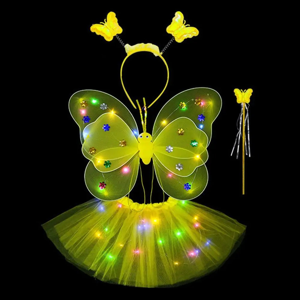 Up Lights Suit 2-8year Butterfly Wings Girls Skirts Flashing Butterfly Skirt LED Children Costume Props Angel Luminous Wings