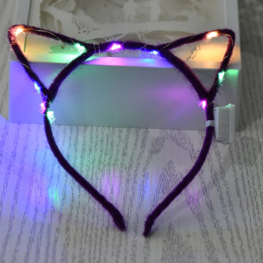 10/20/30 pcs PARTY ,EVENTS Led Glow Cat Bunny Ear Horn Hairbands Light Up Flash Headband Women Girl LED Neon Birthday Wedding Party Supplies
