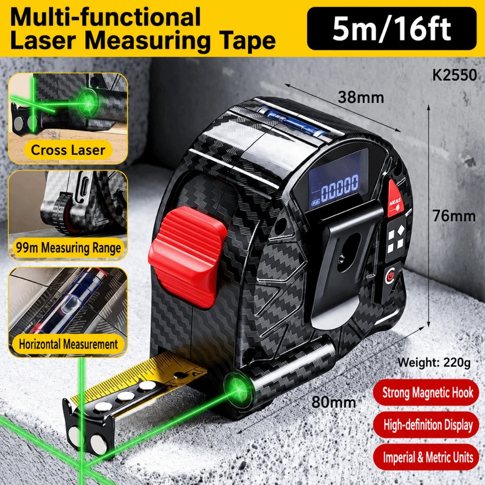 3 in 1 5 Meter Tape Measure Drop Proof Thick Shell Distance Meter High Precise Strong Magnet Hand Survey Gear Warehouse Stock