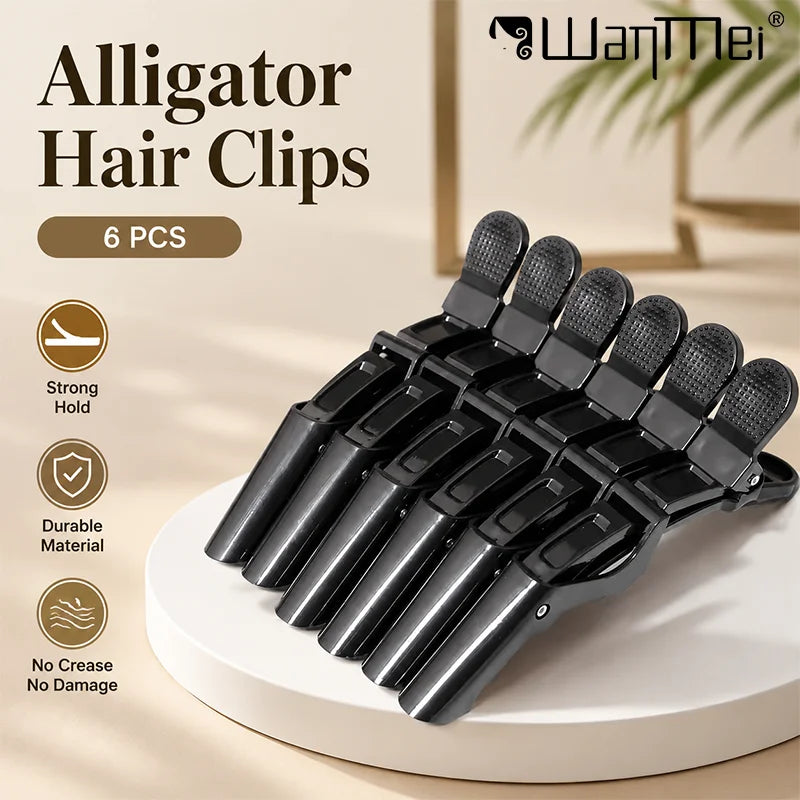 6pcs Alligator Hair Clips Clamps Claw Section Shark Hairpin Enhanced Crocodile Non-slip Clips Salon Hair Styling Accessories