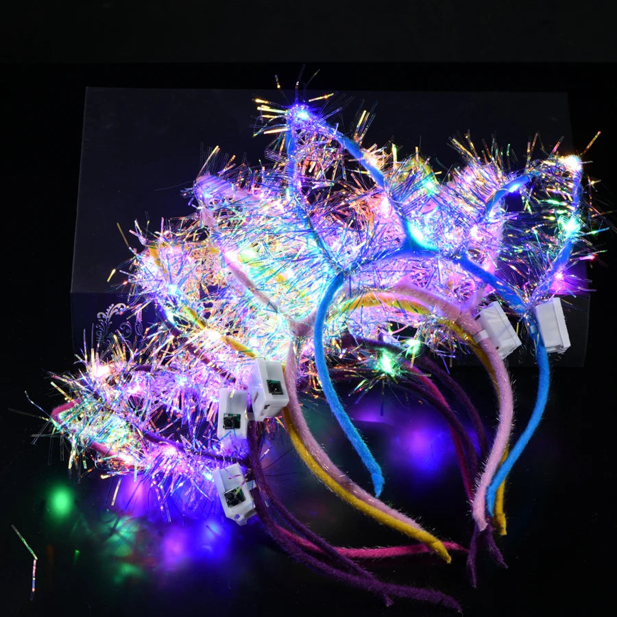 10/20/30 pcs PARTY ,EVENTS Led Glow Cat Bunny Ear Horn Hairbands Light Up Flash Headband Women Girl LED Neon Birthday Wedding Party Supplies