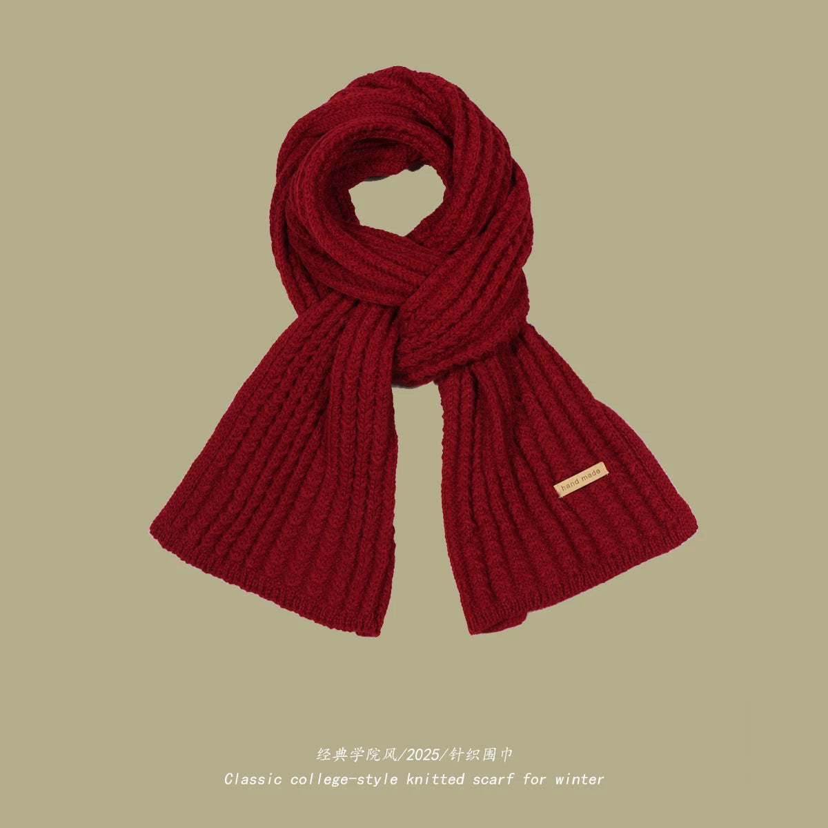 Men Women Thick Warm Knitted Scarf in Winter Autumn Wool Soft Solid Cashmere Neckerchief Simple Fashion Black Students Scarves