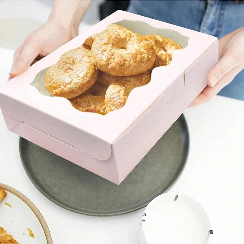 10/20Pcs Kraft Paper Cake Candy Boxes Rectangle Open Window Wedding Jewelry Chocolate Gift Packaging Boxes Baking Party Supplies