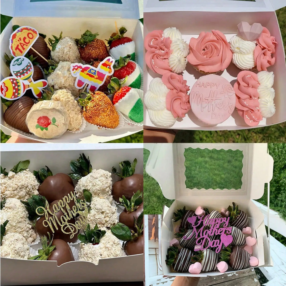 30/60Pcs Cookie Boxes with Window, 8x8x2.5 Inch Bakery Boxes for Chocolate, Pastry, Cake & Pie, Treat Boxes for Party, Wedding, Mother's Day Gift
