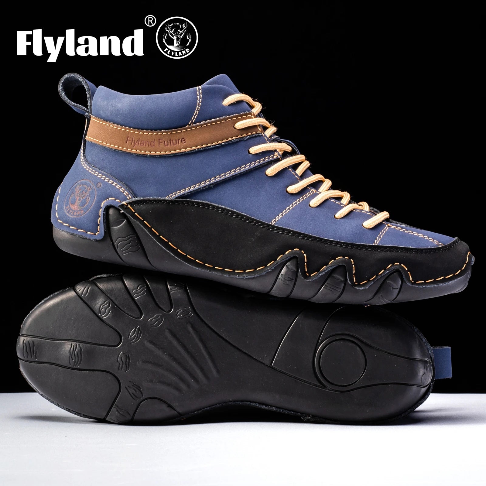 FLYLAND Men'S Fashion Sneaker Vintage Classical Handmade Dress Boot Chukka Boot Daily Casual Work Office Shoe