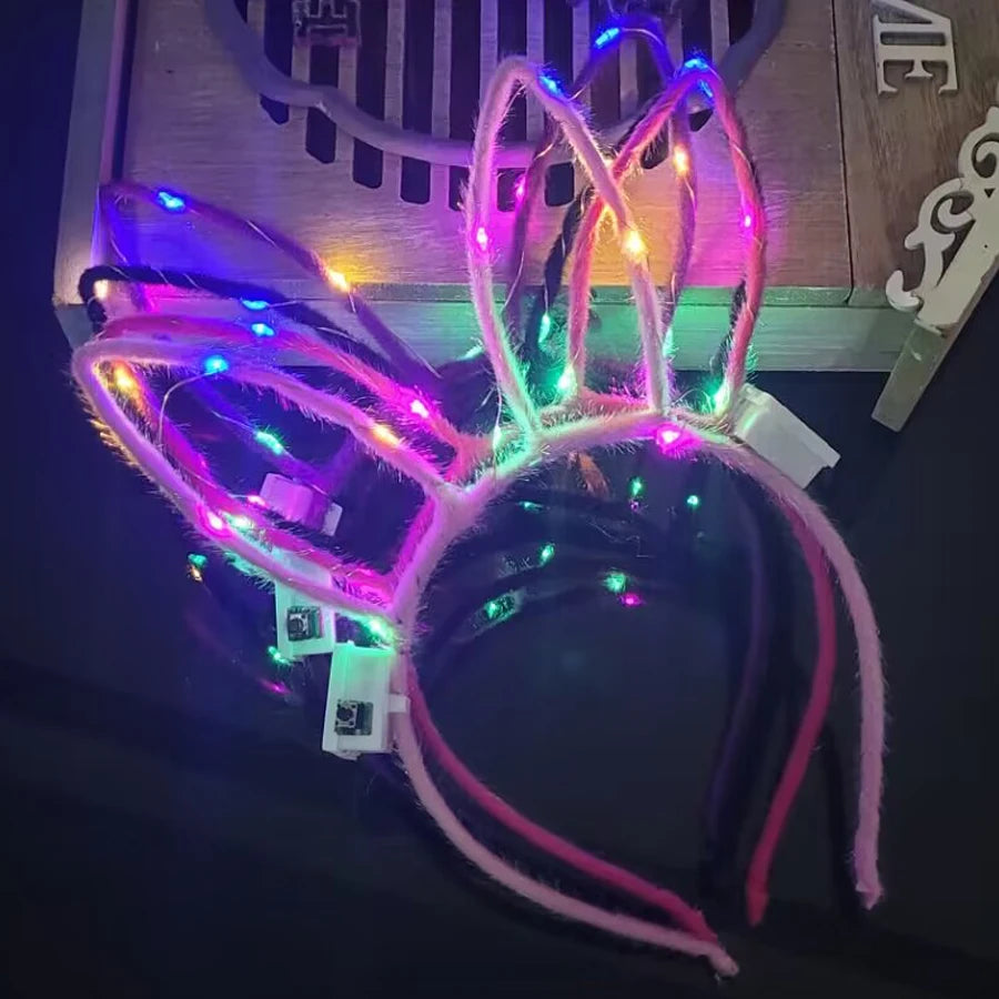 10/20/30 pcs PARTY ,EVENTS Led Glow Cat Bunny Ear Horn Hairbands Light Up Flash Headband Women Girl LED Neon Birthday Wedding Party Supplies