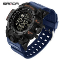 SANDA Men Outdoor Sports Watch Waterproof LED Analog Digital Show Multifunction Big Dial Electronic Wristwatch G style Male Cloc