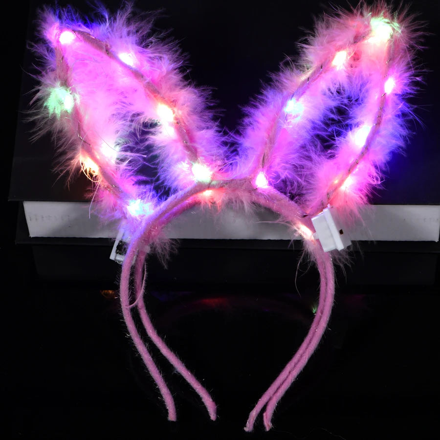 10/20/30 pcs PARTY ,EVENTS Led Glow Cat Bunny Ear Horn Hairbands Light Up Flash Headband Women Girl LED Neon Birthday Wedding Party Supplies