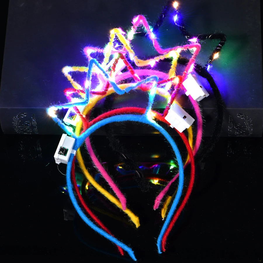 10/20/30 pcs PARTY ,EVENTS Led Glow Cat Bunny Ear Horn Hairbands Light Up Flash Headband Women Girl LED Neon Birthday Wedding Party Supplies