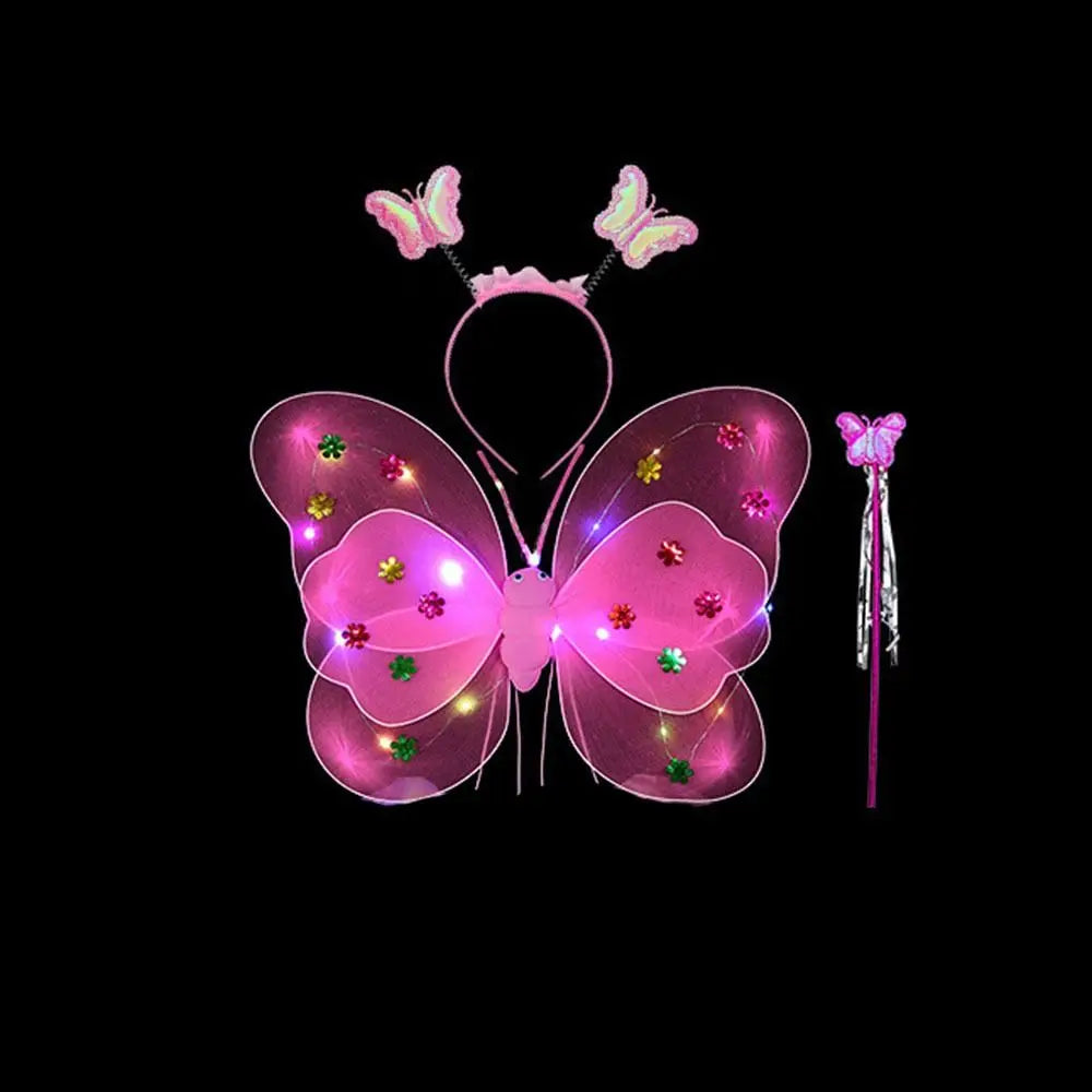 Up Lights Suit 2-8year Butterfly Wings Girls Skirts Flashing Butterfly Skirt LED Children Costume Props Angel Luminous Wings