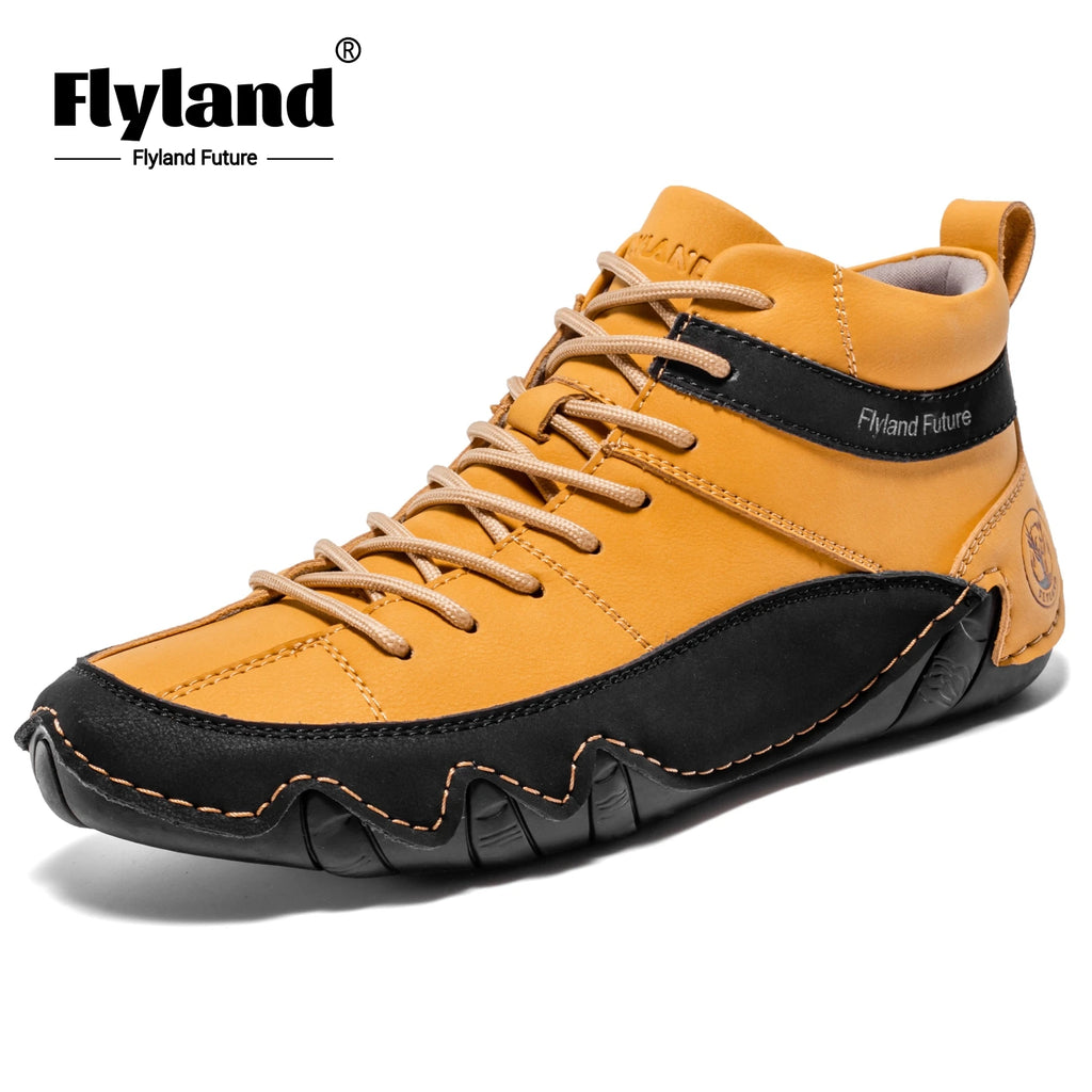FLYLAND Men'S Fashion Sneaker Vintage Classical Handmade Dress Boot Chukka Boot Daily Casual Work Office Shoe