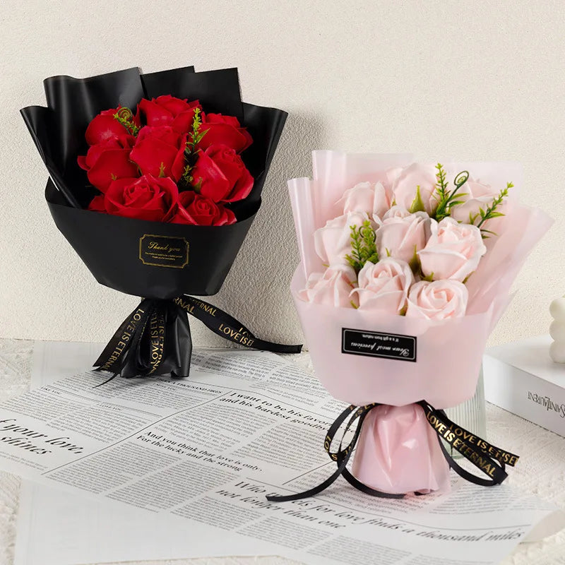 1/2Pcs Silk Soap Flower Rose Bouquet Artificial Flower for Home Wedding Birthday Party Valentine's Day DIY Gift Home Decoration