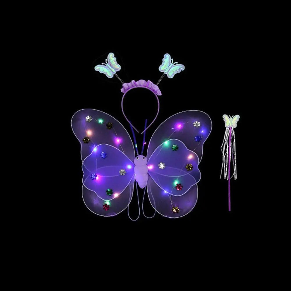 Up Lights Suit 2-8year Butterfly Wings Girls Skirts Flashing Butterfly Skirt LED Children Costume Props Angel Luminous Wings