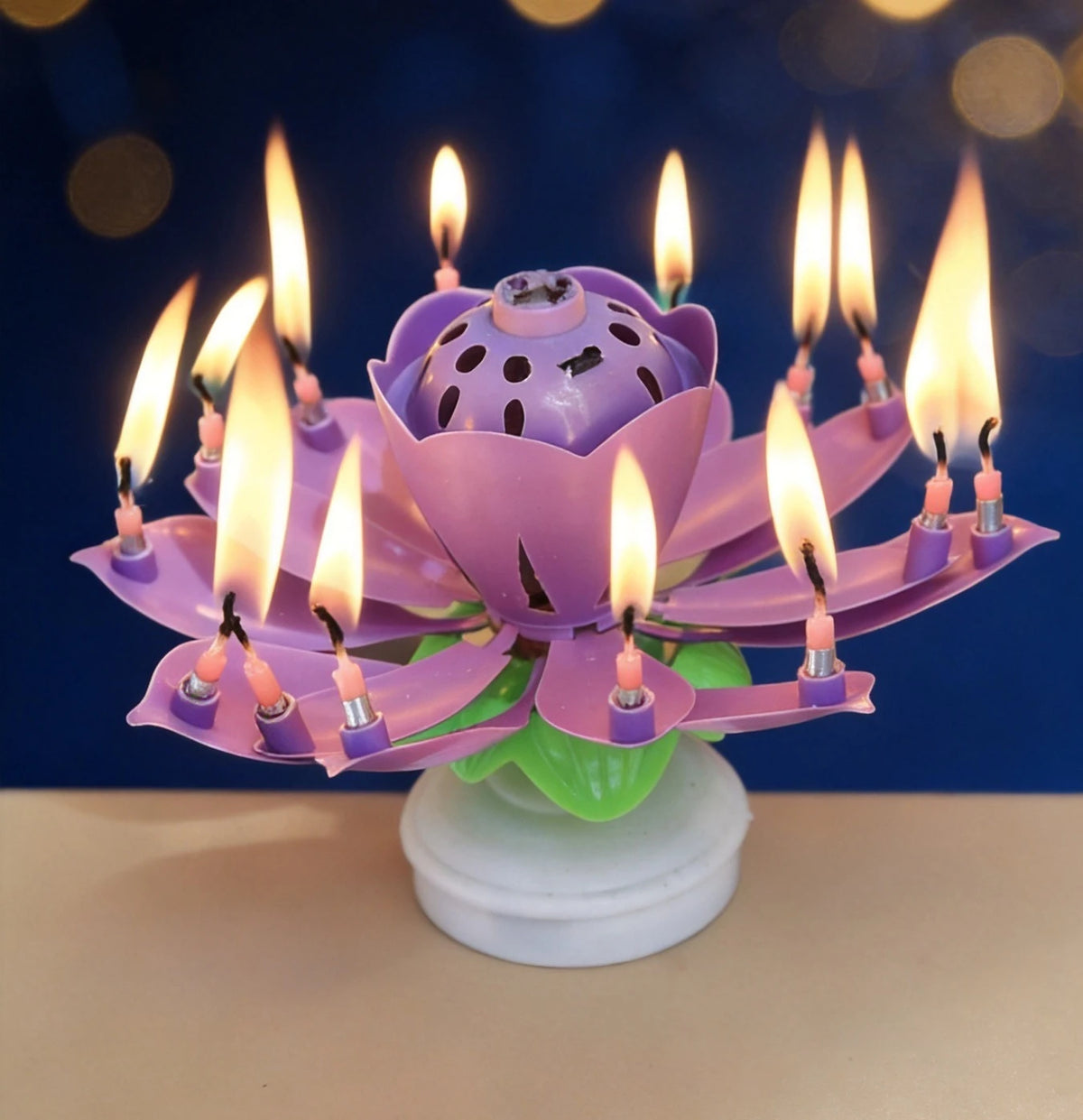 Lotus Birthday Candle Cake Decoration Creative Flower Singing Music Surprise Rotating Candle Small Decoration