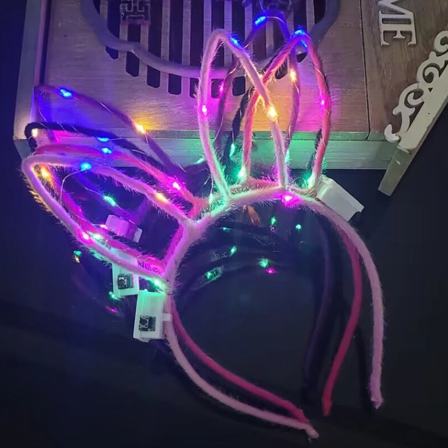 10/20/30 pcs PARTY ,EVENTS Led Glow Cat Bunny Ear Horn Hairbands Light Up Flash Headband Women Girl LED Neon Birthday Wedding Party Supplies