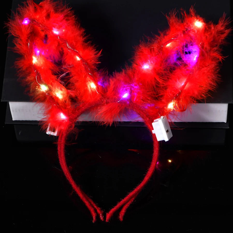 10/20/30 pcs PARTY ,EVENTS Led Glow Cat Bunny Ear Horn Hairbands Light Up Flash Headband Women Girl LED Neon Birthday Wedding Party Supplies