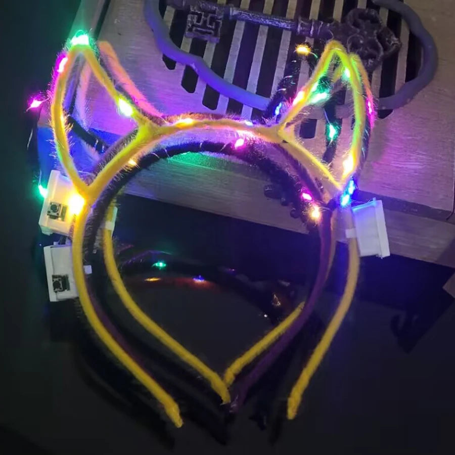 10/20/30 pcs PARTY ,EVENTS Led Glow Cat Bunny Ear Horn Hairbands Light Up Flash Headband Women Girl LED Neon Birthday Wedding Party Supplies
