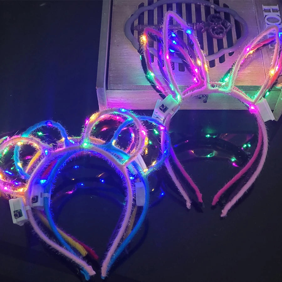 10/20/30 pcs PARTY ,EVENTS Led Glow Cat Bunny Ear Horn Hairbands Light Up Flash Headband Women Girl LED Neon Birthday Wedding Party Supplies