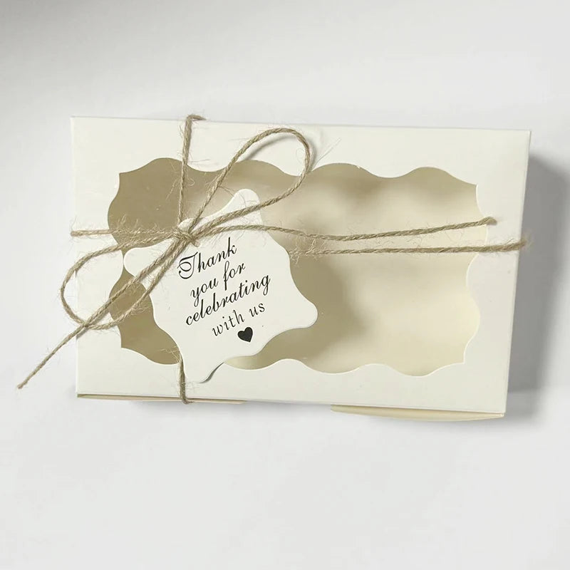 10/20Pcs Kraft Paper Cake Candy Boxes Rectangle Open Window Wedding Jewelry Chocolate Gift Packaging Boxes Baking Party Supplies