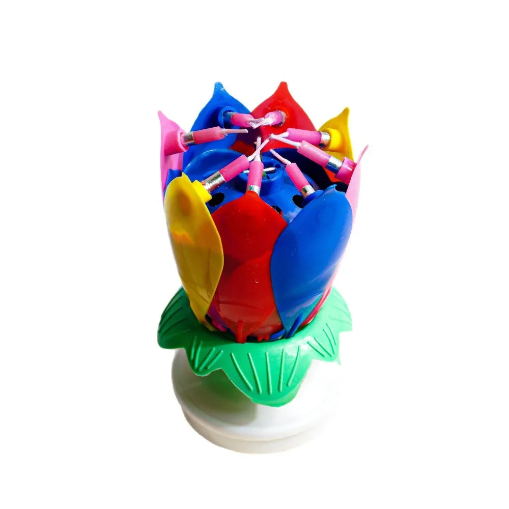 Lotus Birthday Candle Cake Decoration Creative Flower Singing Music Surprise Rotating Candle Small Decoration