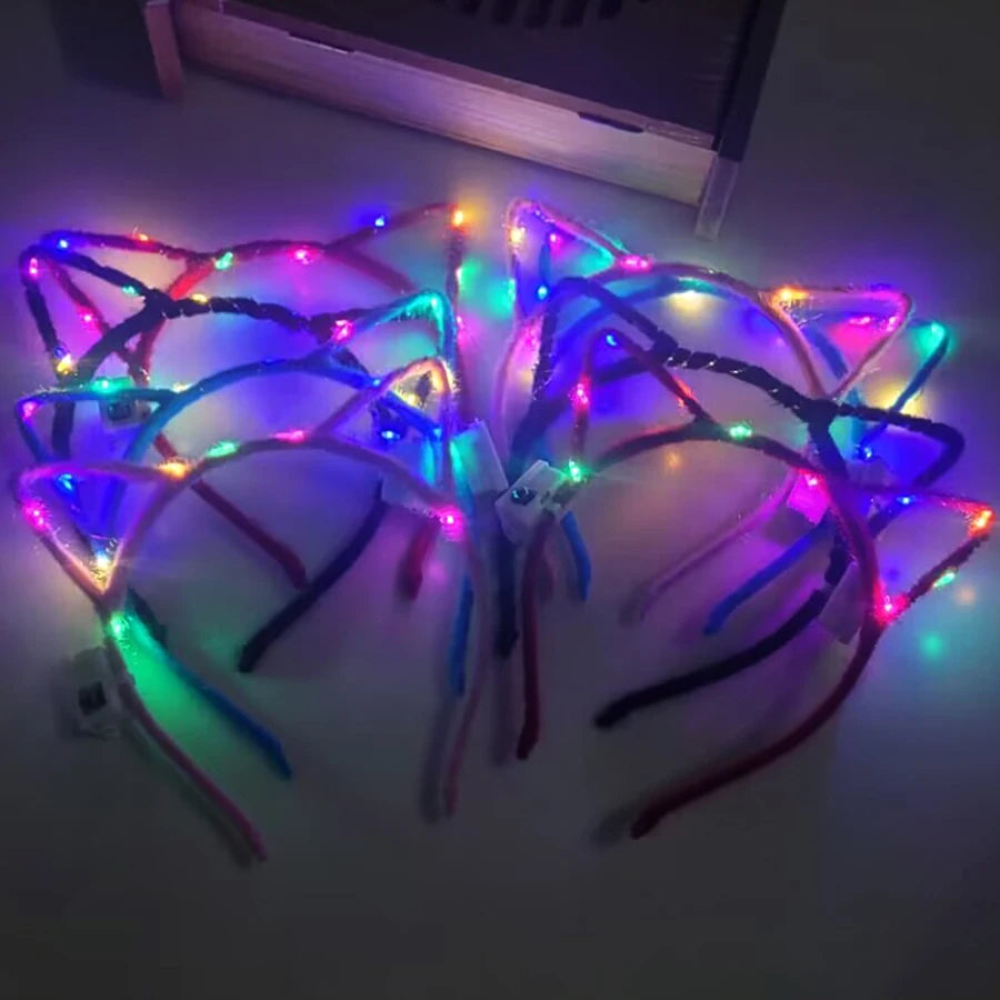10/20/30 pcs PARTY ,EVENTS Led Glow Cat Bunny Ear Horn Hairbands Light Up Flash Headband Women Girl LED Neon Birthday Wedding Party Supplies