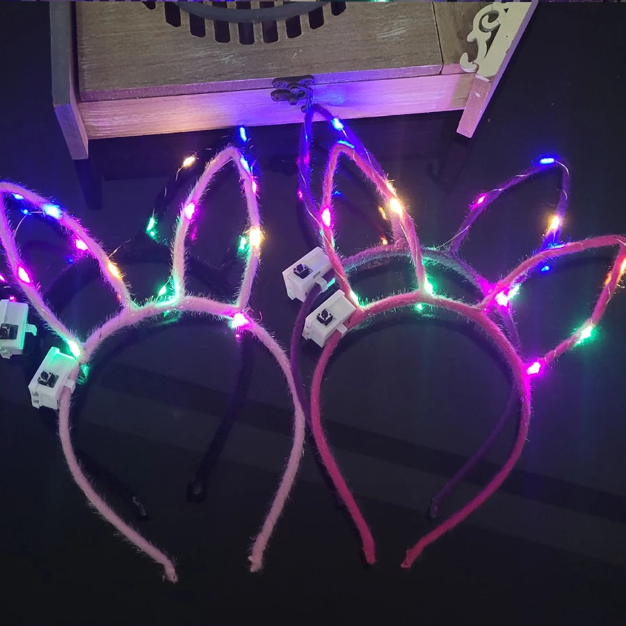 10/20/30 pcs PARTY ,EVENTS Led Glow Cat Bunny Ear Horn Hairbands Light Up Flash Headband Women Girl LED Neon Birthday Wedding Party Supplies