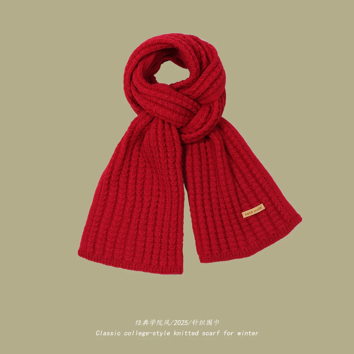 Men Women Thick Warm Knitted Scarf in Winter Autumn Wool Soft Solid Cashmere Neckerchief Simple Fashion Black Students Scarves