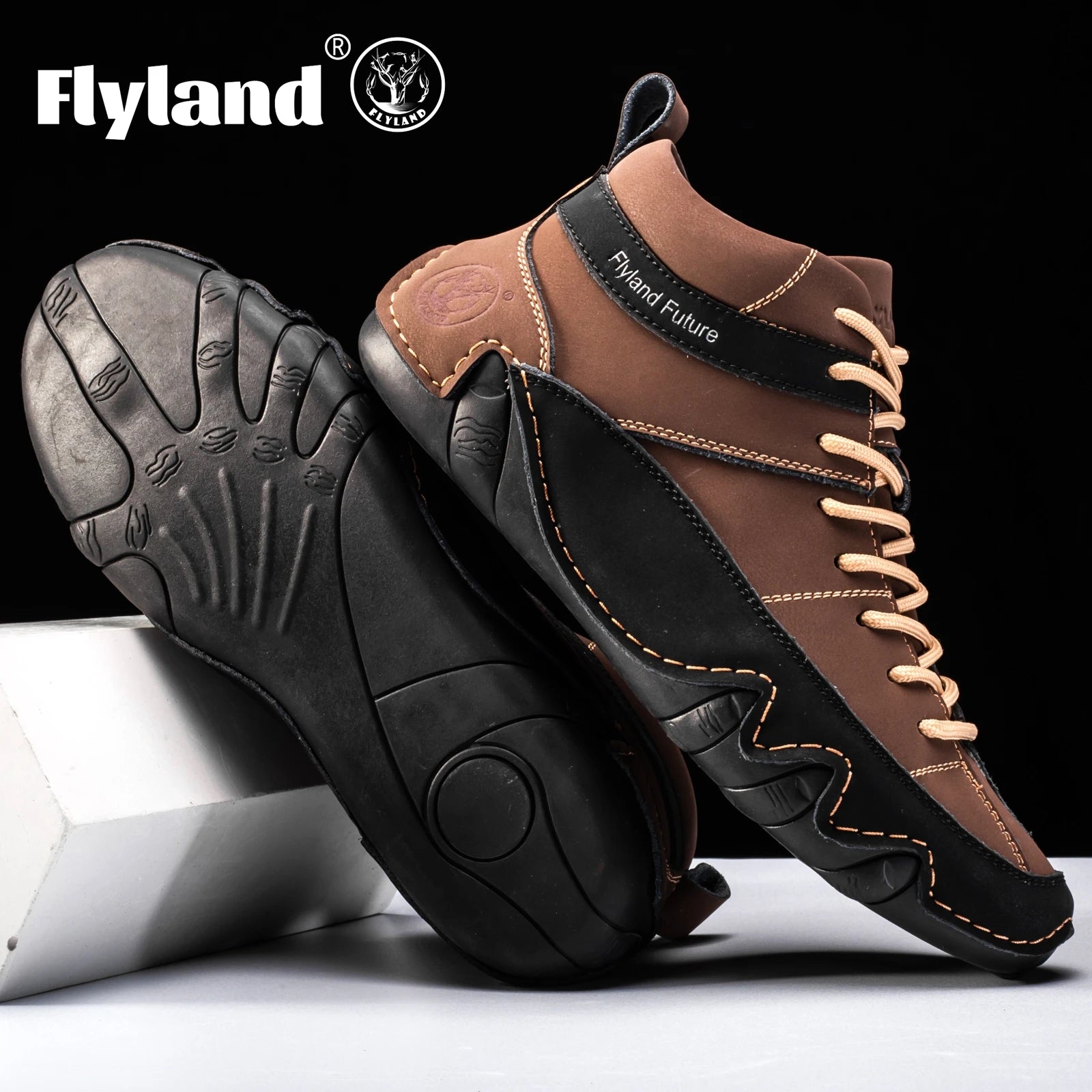 FLYLAND Men'S Fashion Sneaker Vintage Classical Handmade Dress Boot Chukka Boot Daily Casual Work Office Shoe