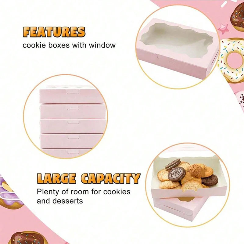 10/20Pcs Kraft Paper Cake Candy Boxes Rectangle Open Window Wedding Jewelry Chocolate Gift Packaging Boxes Baking Party Supplies