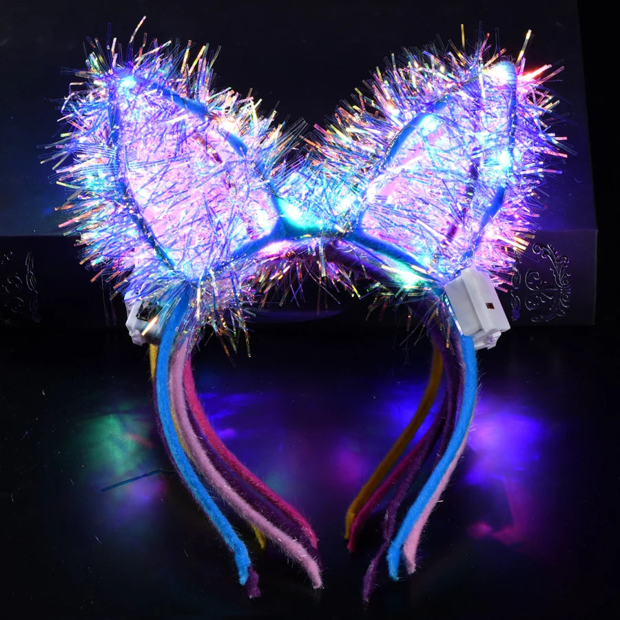 10/20/30 pcs PARTY ,EVENTS Led Glow Cat Bunny Ear Horn Hairbands Light Up Flash Headband Women Girl LED Neon Birthday Wedding Party Supplies