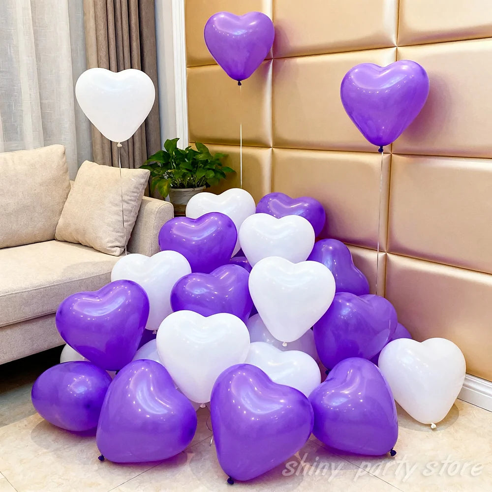 10/20/50pcs 10inch Heart Shaped Balloons Love Latex Helium Balloon Baby Anniversary Birthday Wedding Valentine's Day Engagement