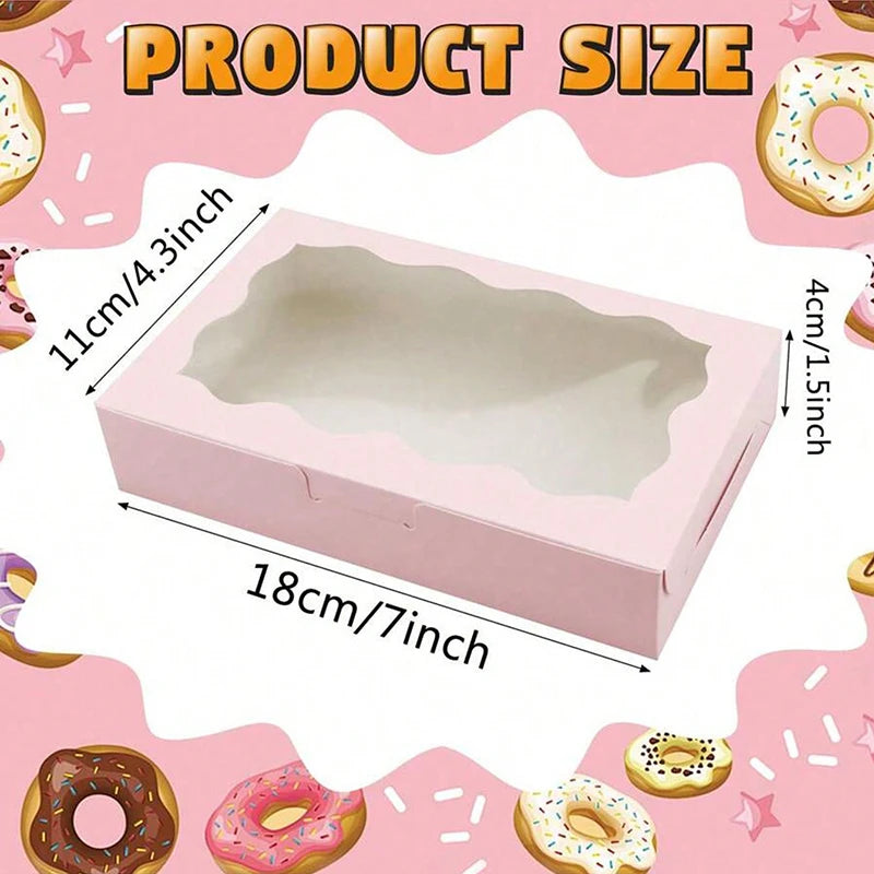 10/20Pcs Kraft Paper Cake Candy Boxes Rectangle Open Window Wedding Jewelry Chocolate Gift Packaging Boxes Baking Party Supplies