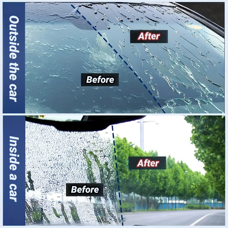 Car Glass Waterproof Paste Kit: Hydrophobic Anti-Rain/Anti-Fog Coating, Suitable for Car Windows, Mirrors & Bathroom Glass