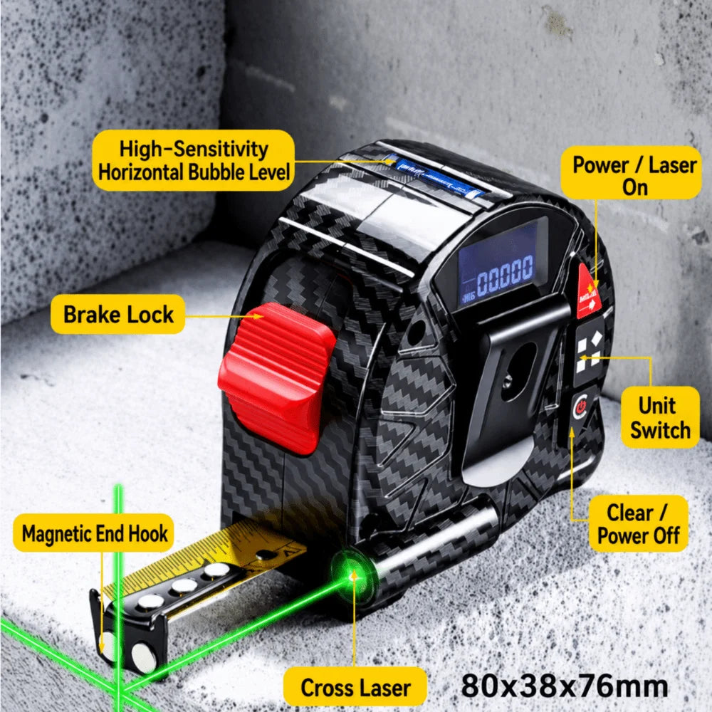 3 in 1 5 Meter Tape Measure Drop Proof Thick Shell Distance Meter High Precise Strong Magnet Hand Survey Gear Warehouse Stock