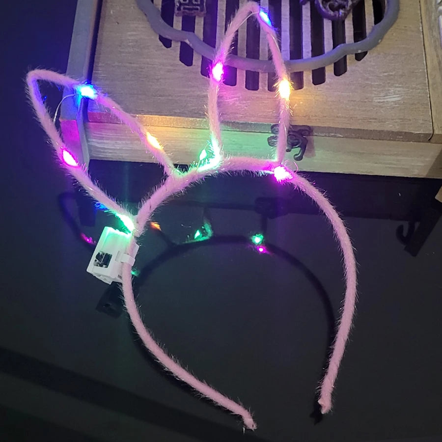 10/20/30 pcs PARTY ,EVENTS Led Glow Cat Bunny Ear Horn Hairbands Light Up Flash Headband Women Girl LED Neon Birthday Wedding Party Supplies