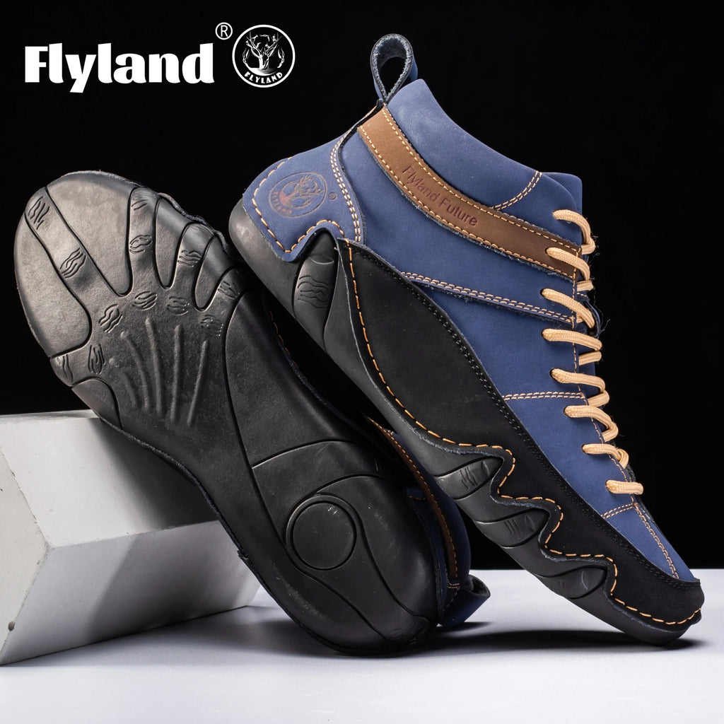 FLYLAND Men'S Fashion Sneaker Vintage Classical Handmade Dress Boot Chukka Boot Daily Casual Work Office Shoe