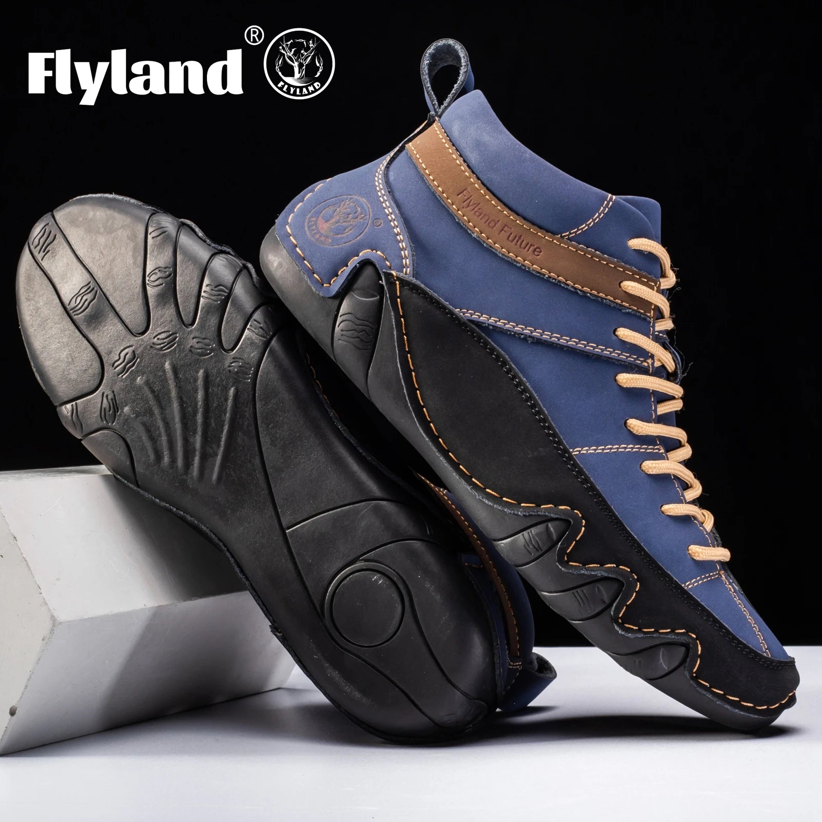 FLYLAND Men'S Fashion Sneaker Vintage Classical Handmade Dress Boot Chukka Boot Daily Casual Work Office Shoe