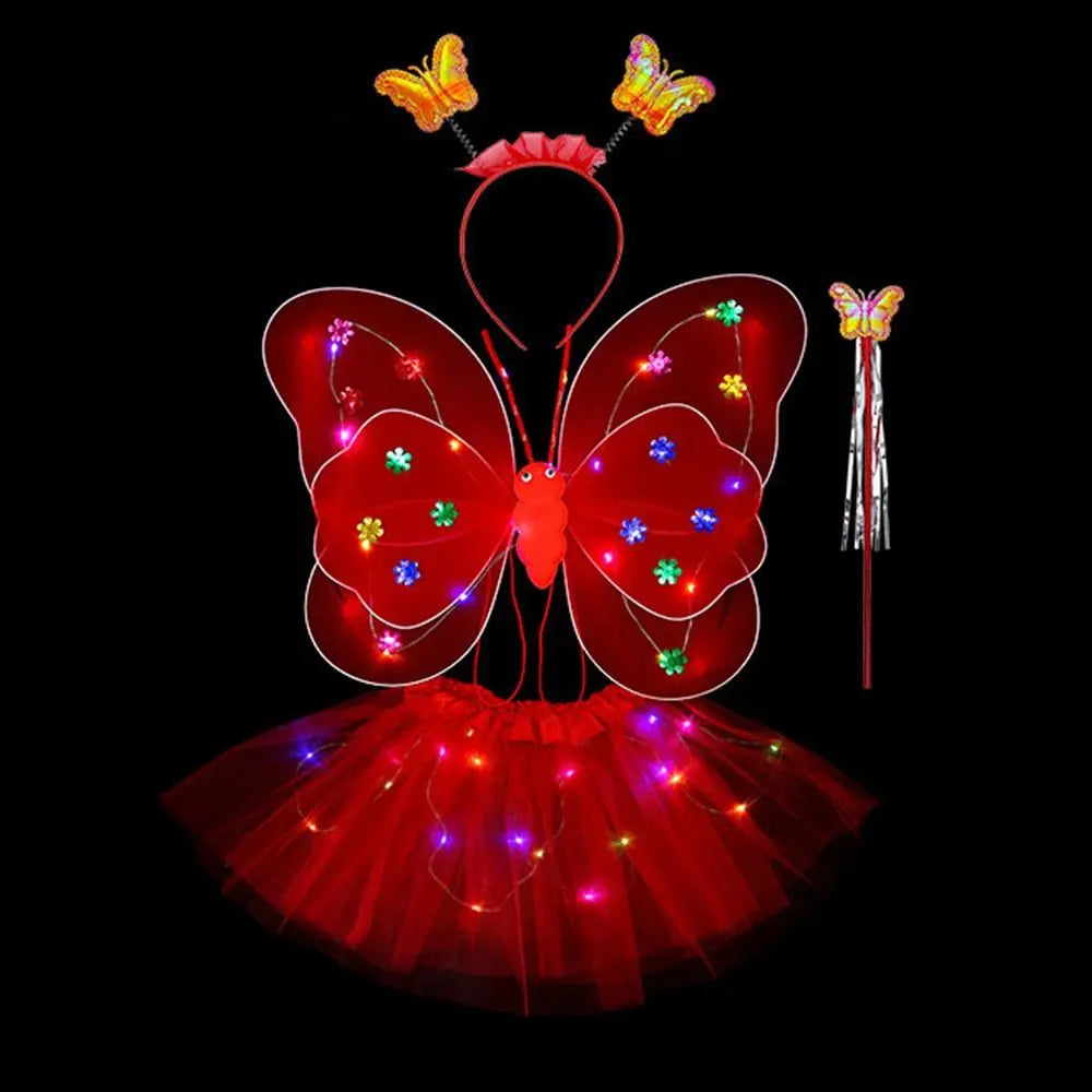 Up Lights Suit 2-8year Butterfly Wings Girls Skirts Flashing Butterfly Skirt LED Children Costume Props Angel Luminous Wings