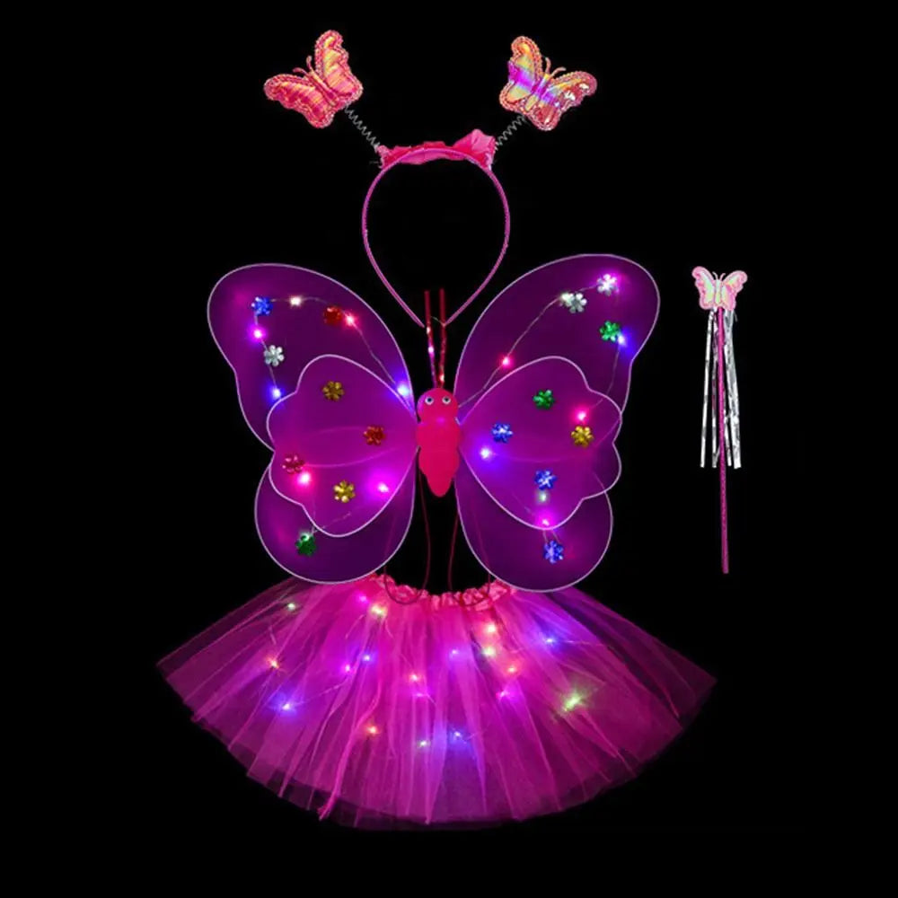 Up Lights Suit 2-8year Butterfly Wings Girls Skirts Flashing Butterfly Skirt LED Children Costume Props Angel Luminous Wings