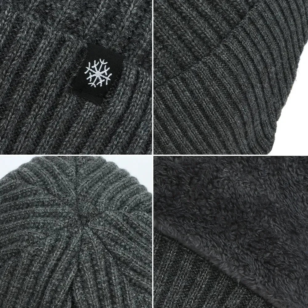 Outdoor Men Winter Knitted Hat Plush Warmth Peaked Cap Earmuff Casual Fashion Faux Fur Lined Hooded Hats Cycling Ear Protection