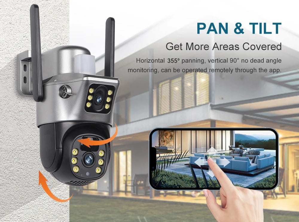 4G / WiFi Solar Camera Dual Lenses Outdoor 8MP 4K Low Power Battery IP Camera PIR Night Vision V380 Pro CCTV Security Protection