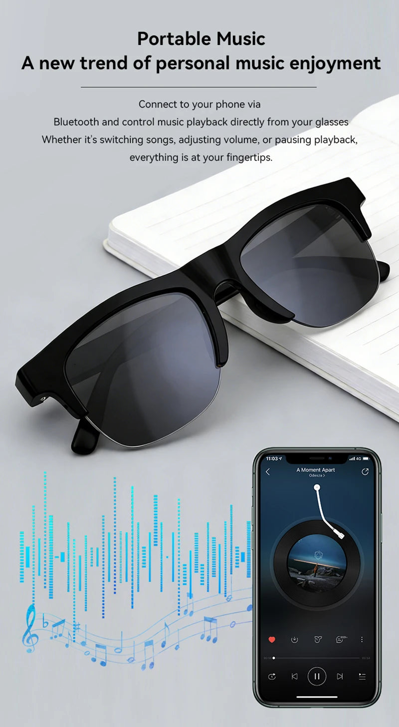 AI Smart Glasses 800W Pixel 4K HD Camera Remote Control Touch Voice Translation Bluetooth Call Video Recording Music Sunglasses