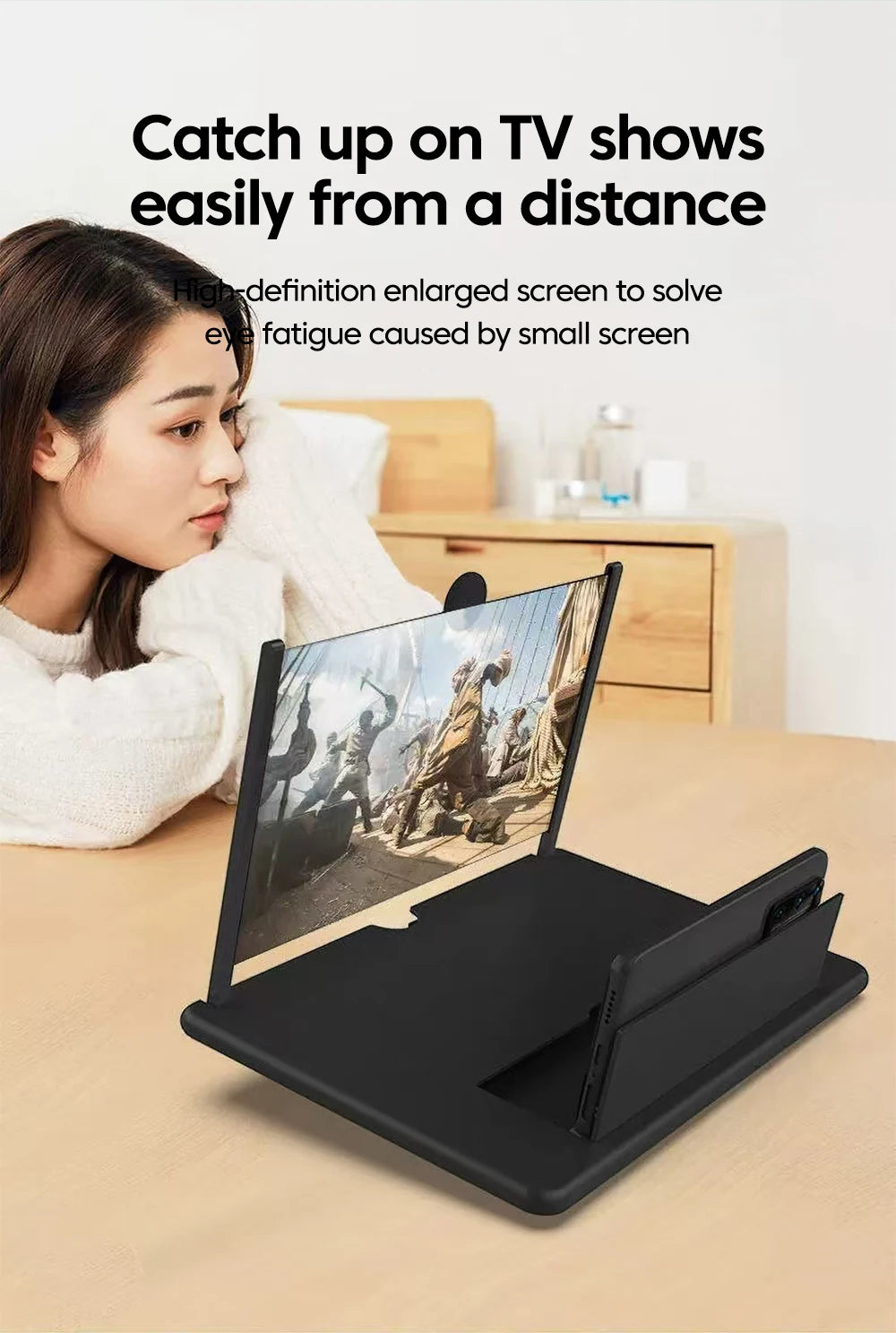 12/10Inch Cell Phone Screen Amplifier Mobile Phone Holder Mobile Phone HD Portable Phone Screen Video Magnifier Stand Bracket