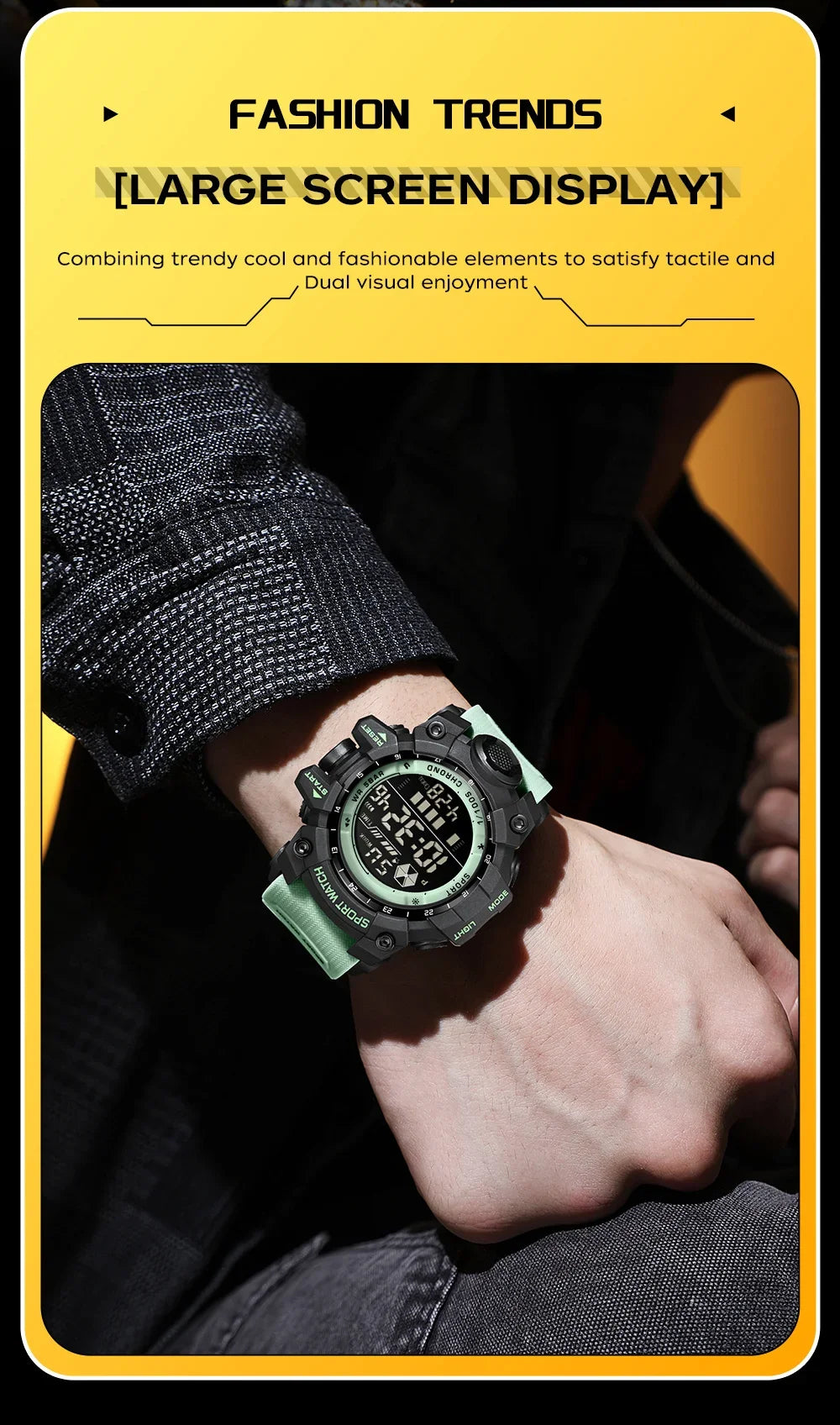 SANDA Men Outdoor Sports Watch Waterproof LED Analog Digital Show Multifunction Big Dial Electronic Wristwatch G style Male Cloc