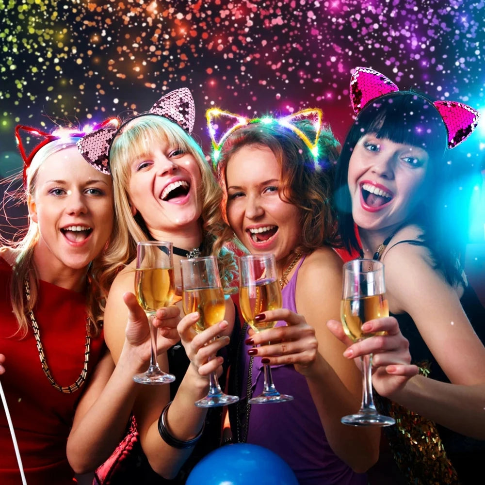 10/20/30 pcs PARTY ,EVENTS Led Glow Cat Bunny Ear Horn Hairbands Light Up Flash Headband Women Girl LED Neon Birthday Wedding Party Supplies