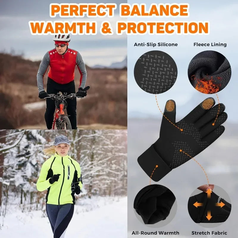 Winter Warm Gloves Touch Screen Windproof Non Slip Cold-proof Cycling Gloves Outdoor Men's Women's Running Hiking Skiing Gloves