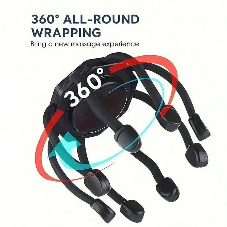 Cordless Electric Scalp Massager,360 Degree Head Massager With 8 Finger Tips, Deep Relaxing And Stress Relief, Holiday Gift